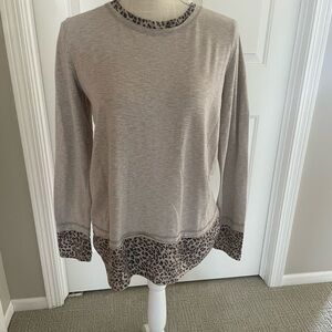 Leopard Trim Beige Women's Top